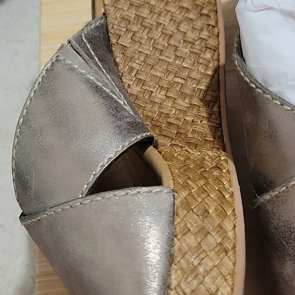 Fossil Maddox Wedge Heels sandals antique gold Sz 8.5 - Picture 4 of 5